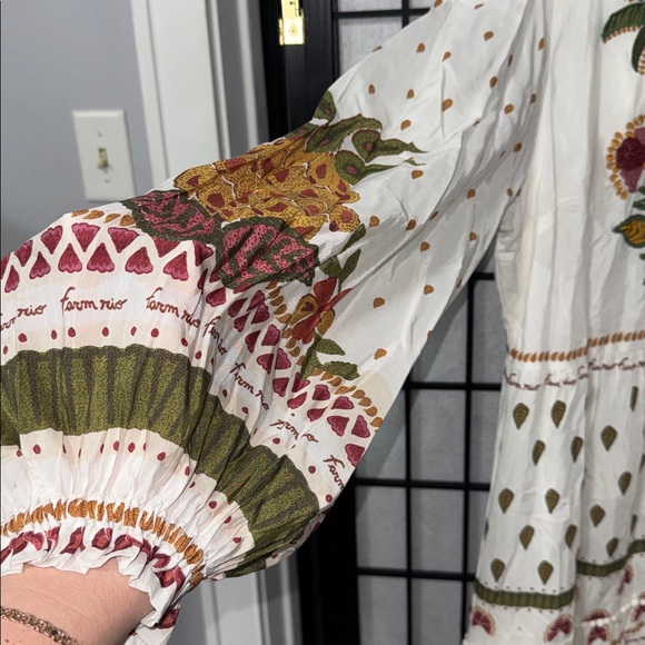 Farm Rio 🌴🍍XL Tropical Pineapple Palm Embroidered Beaded Midi Dress - Picture 6 of 14